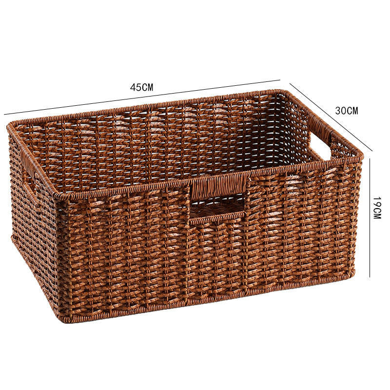 Large Woven Storage Bin with Ergonomic Cutout Handles Bowlift