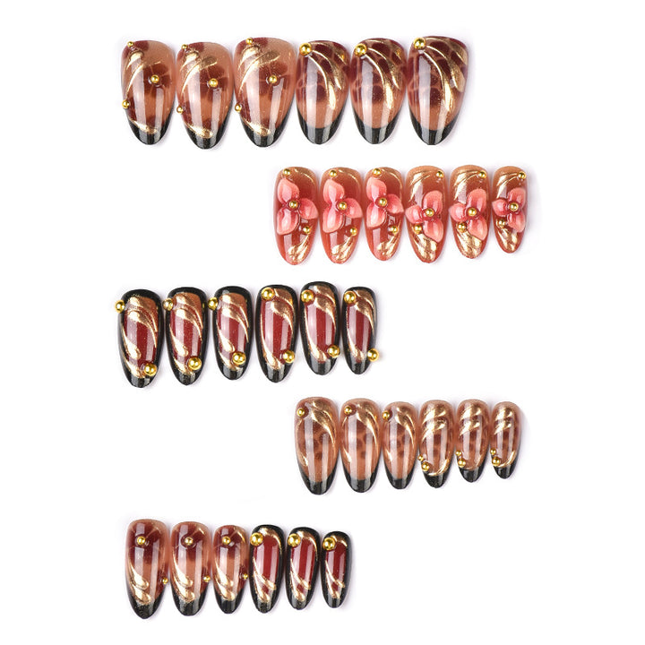 Artistic Floral Design Press-On Nail Tips Bowlift