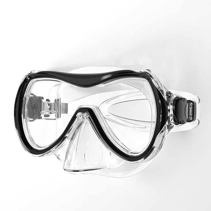 Diving mask with soft silicone edge and wide field of vision Bowlift