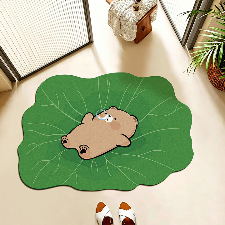 Playful Leaf-Shaped Floor Mat
