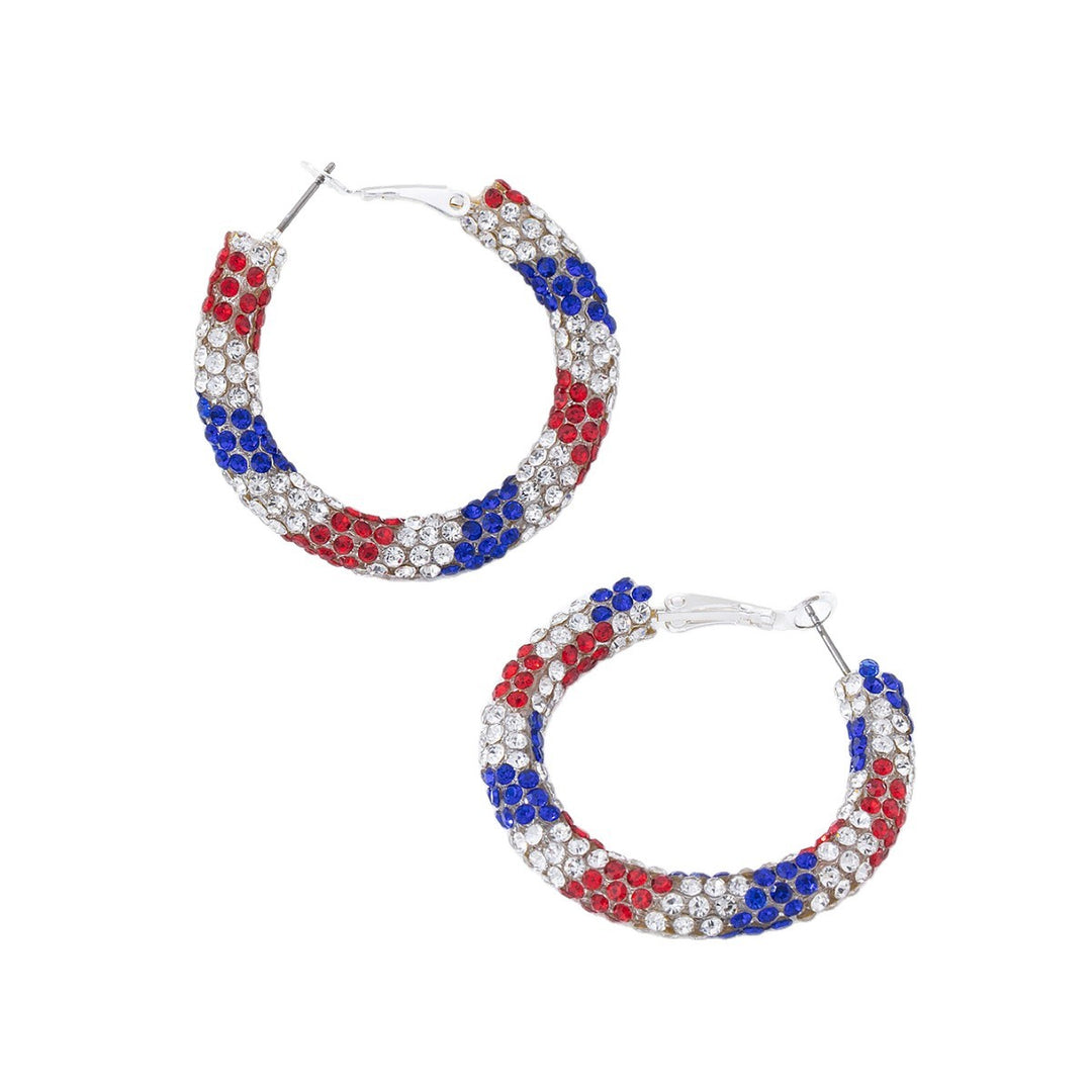 Women's nan pave rhinestone encrusted hoop earrings with secure leverback closure Bowlift