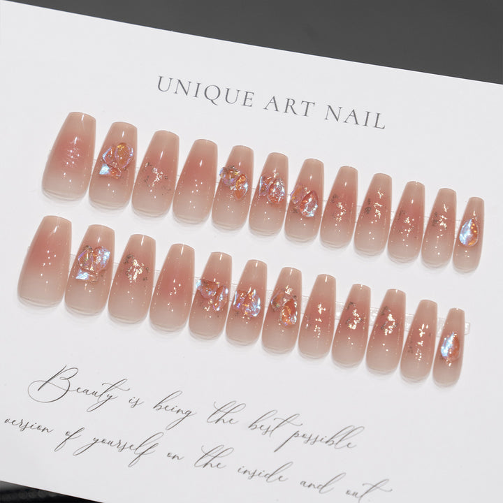 Artistic Press-On Nail Tips with Floral Design Bowlift