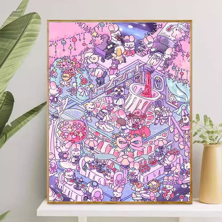 Playful Cartoon-Themed Art Canvas Bowlift