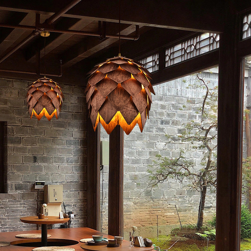 Solid Wood Pinecone Chandelier Wabi-Sabi Style