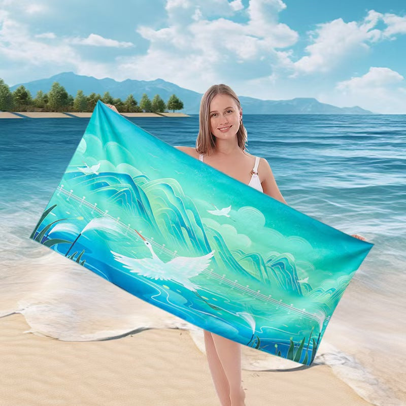 Ladies beach towel with maritime stripe pattern Bowlift