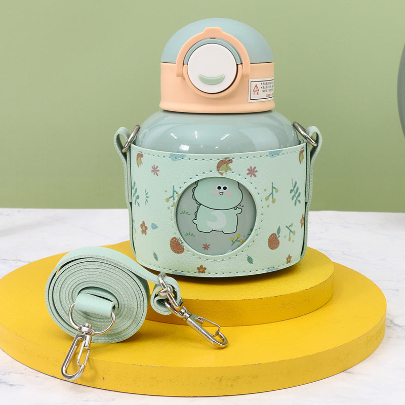 Women’s insulated drinking bottle with playful animal design and practical carrying bag Bowlift