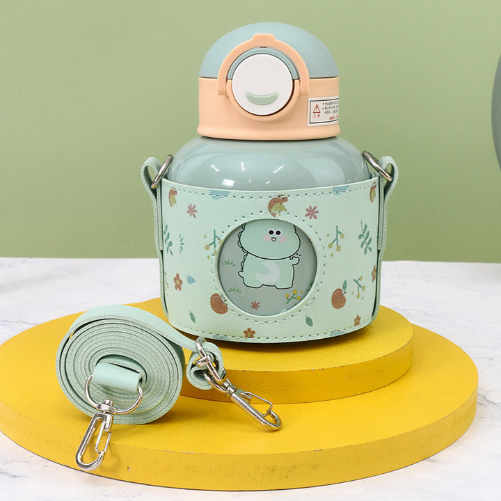 Women’s insulated drinking bottle with playful animal design and practical carrying bag Bowlift