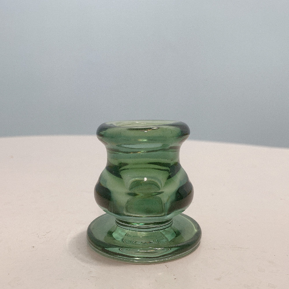 Glass Taper Candle Holder with Curved Weighted Base Bowlift