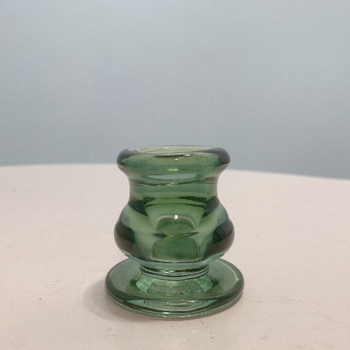 Glass Taper Candle Holder with Curved Weighted Base Bowlift