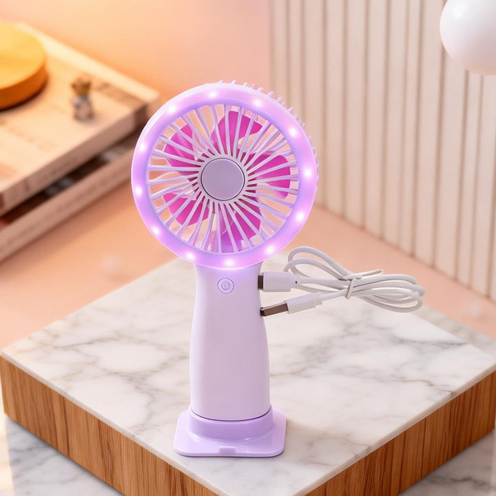 Portable hand fan with LED lighting Bowlift