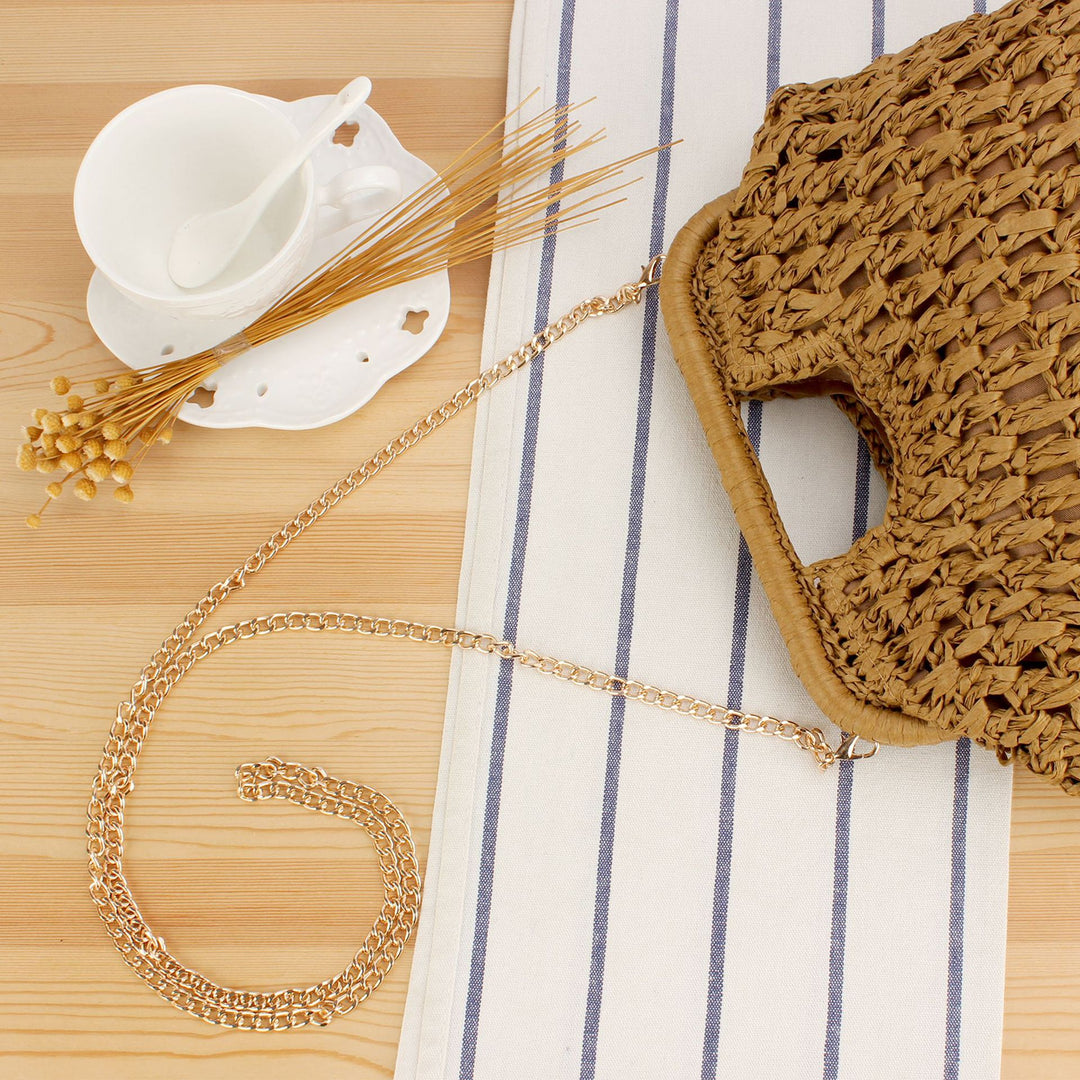 Braided handbag with elegant chain strap Bowlift