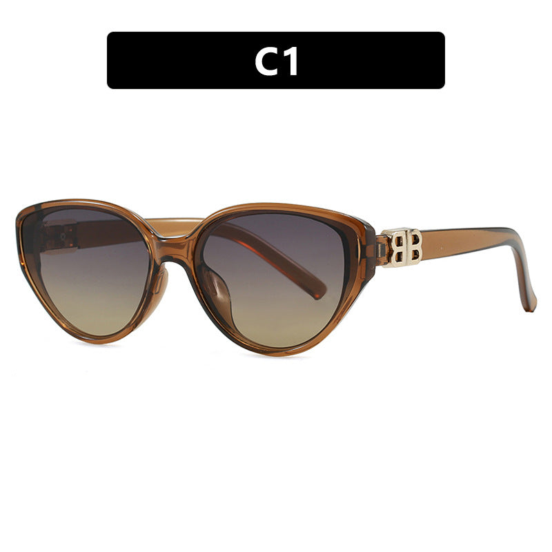 Women's fashionable cat-eye sunglasses with elegant metal frame and UV protection Bowlift