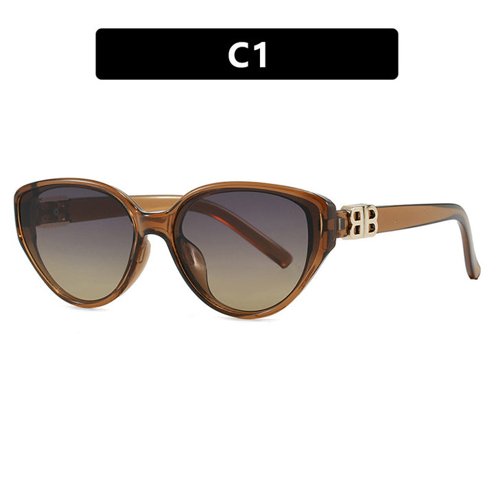 Women's fashionable cat-eye sunglasses with elegant metal frame and UV protection Bowlift