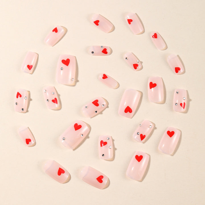 Heart-Accent Decorative Nail Art Extensions Bowlift
