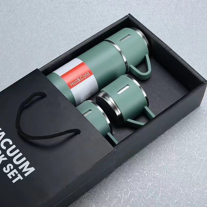 Women’s stainless steel vacuum flask with two accompanying cups Bowlift