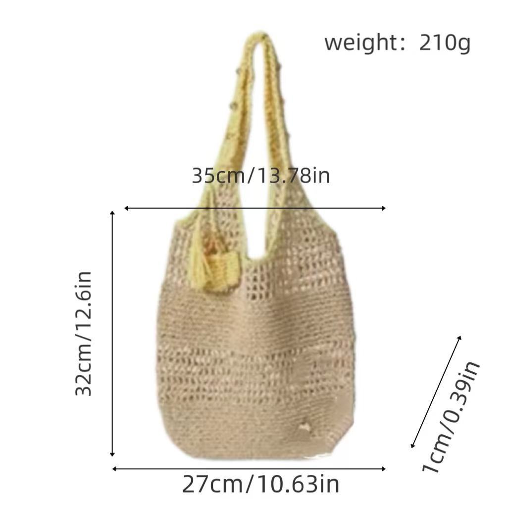 Tote bag made from hand-crocheted yarn with ergonomic shoulder straps Bowlift