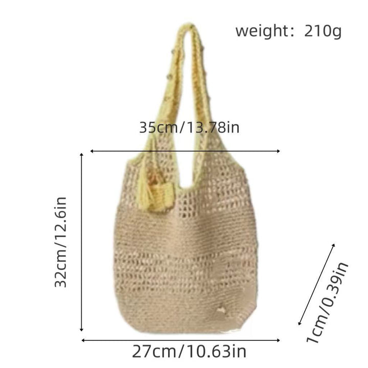 Tote bag made from hand-crocheted yarn with ergonomic shoulder straps Bowlift