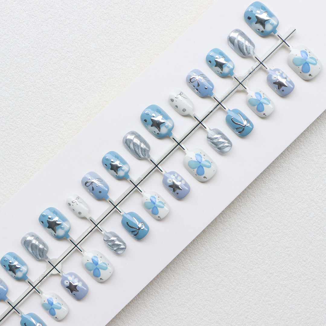 Artistic Star and Bow Press-On Nail Set Bowlift
