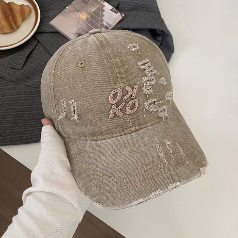 Women's Distressed Graphic Embroidered Baseball Cap Bowlift