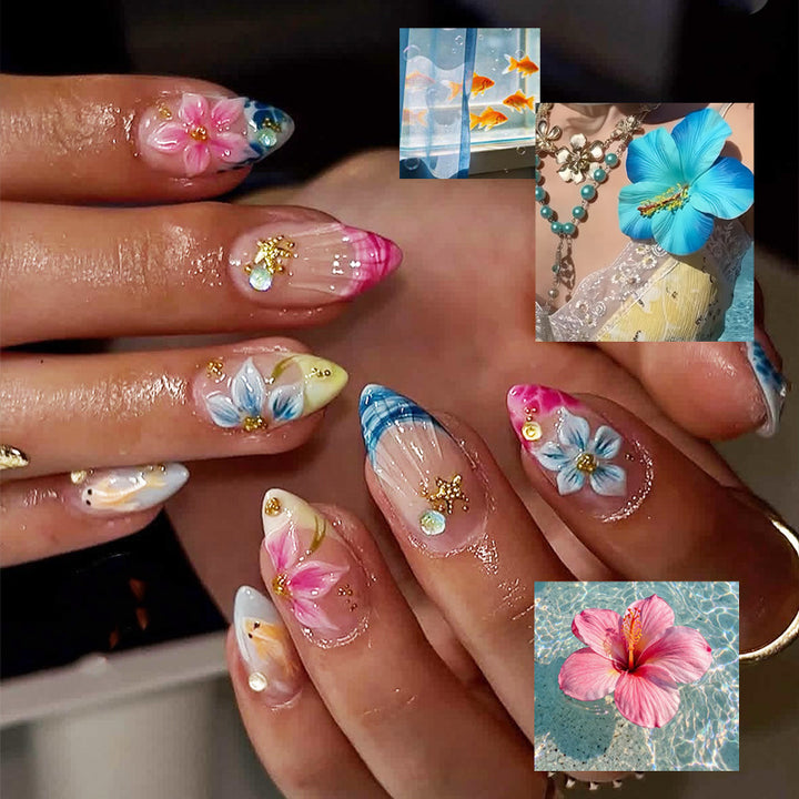 Artistic Floral Press-On Nail Collection Bowlift