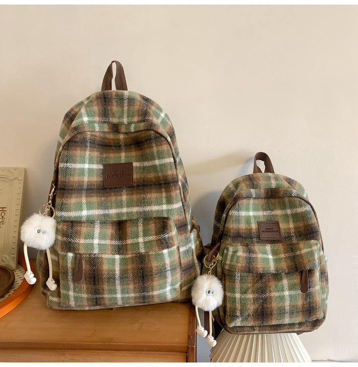 Plaid Backpack Set