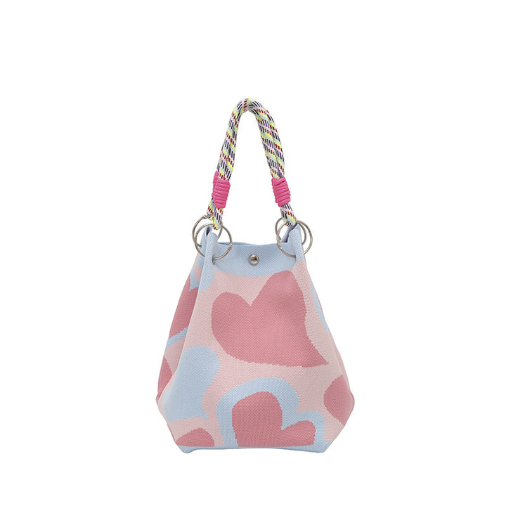 WoFloral Print Textured Handbag Bowlift