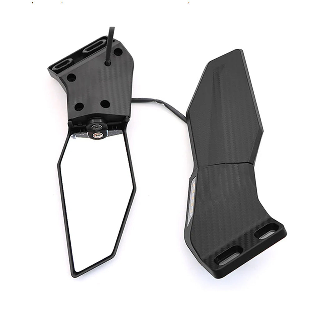 Motorcycle mirror set with integrated LED turn signal Bowlift