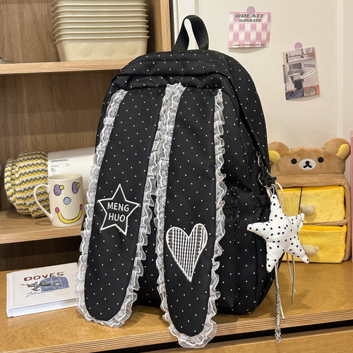 Decorative Lace-Trimmed School Backpack