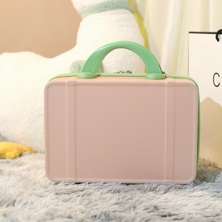 hard-shell travel cosmetic case with double-zip closure top handle and protective feet Bowlift