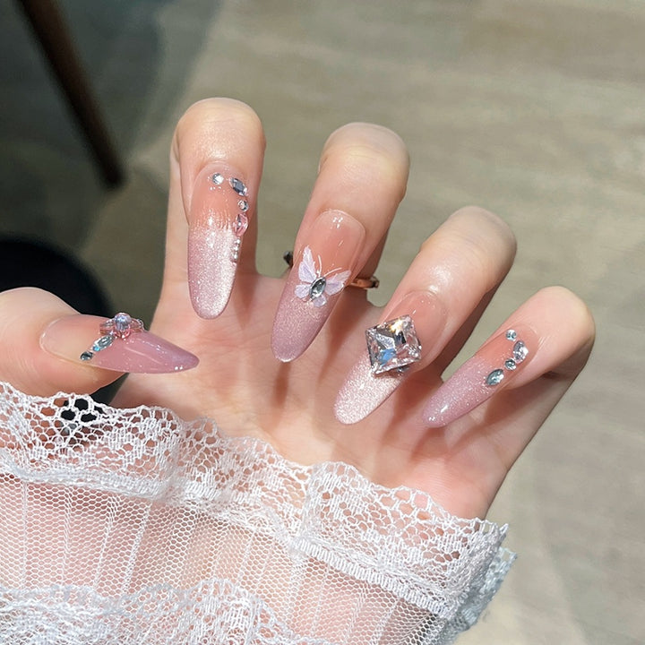 Elegant Crystal-Embellished Press-On Nails Bowlift