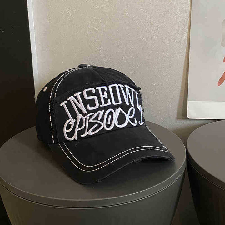 Women's Distressed Artistic Embroidered Cap Bowlift