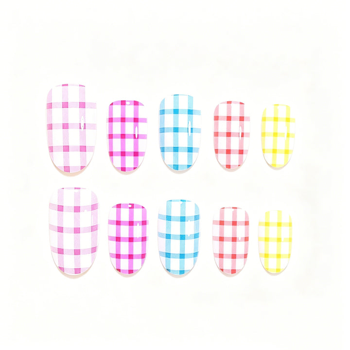 Chic Gingham Pattern Nail Art Wraps Bowlift