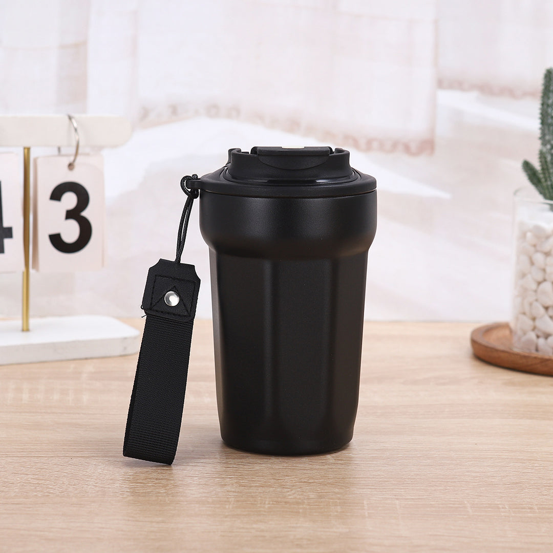 Insulated Stainless Steel Travel Coffee Tumbler with Leakproof Lid and Carry Strap Bowlift