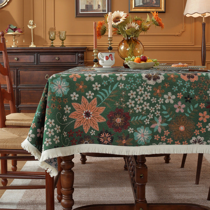 Classic Floral Embroidered Tablecloth