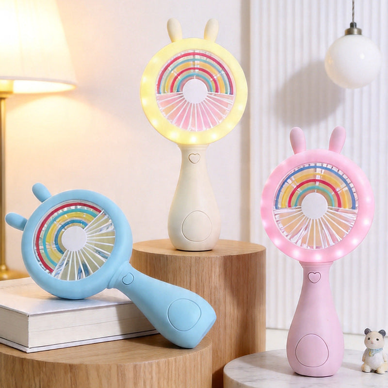Ladies Portable Mini Fan with LED Lighting and Movable Elements Bowlift