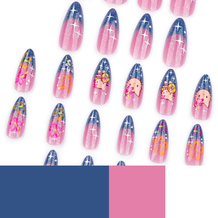 Artistic stiletto nails with playful design Bowlift