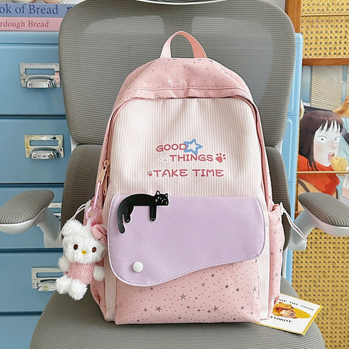Whimsical Cat-Themed School Backpack