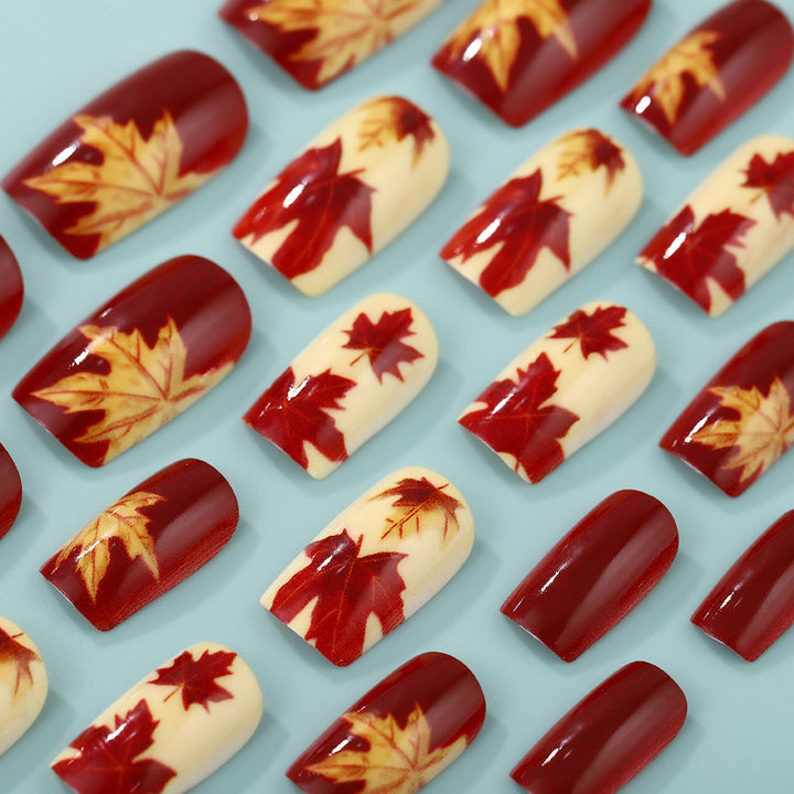 Artificial Nail Set with autumn leaves and various designs Bowlift