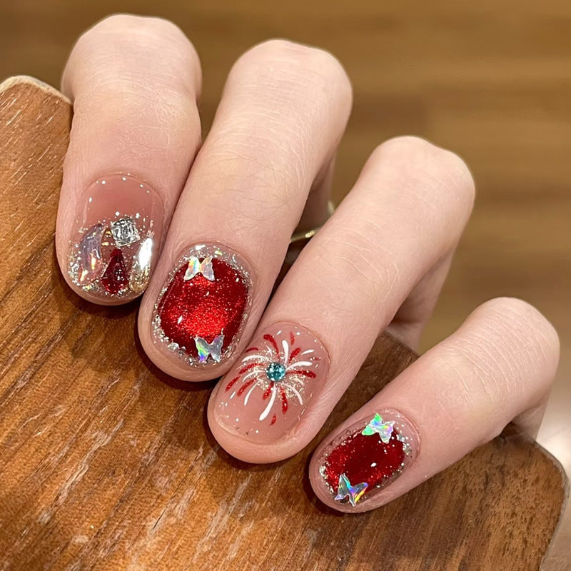 Nail set with sparkly glitter and creative design accents Bowlift