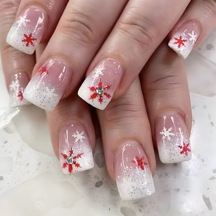 Decorative Snowflake Themed Press-On Nails Bowlift