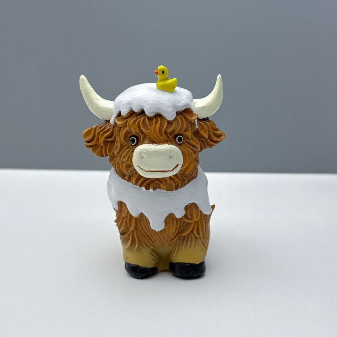 Funny Highland Cattle Figurine Bowlift