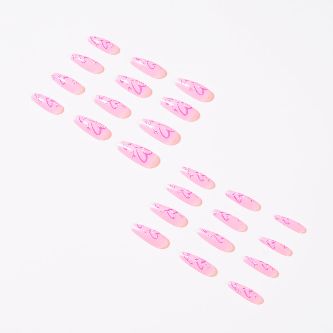 Artistic acrylic nails with heart design Bowlift