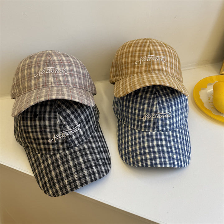 Men's Checkered Cotton Baseball Cap Bowlift