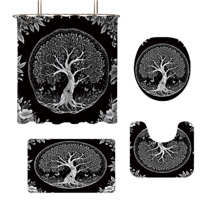 Artistic Tree Design Bathroom Set Bowlift