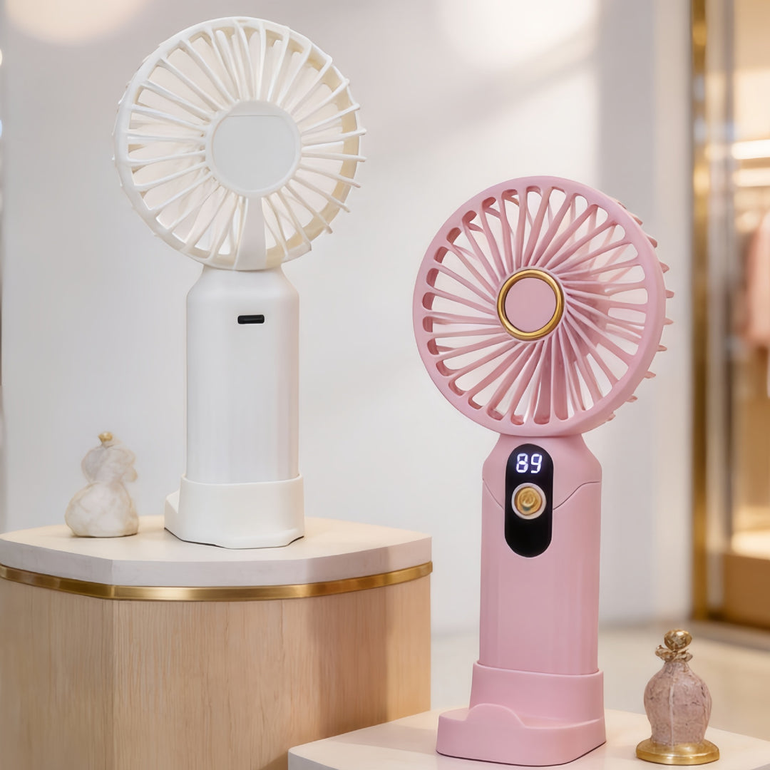 Portable handheld fan with digital speed display and USB charging function Bowlift