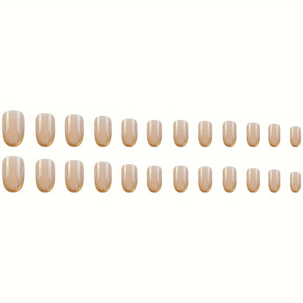 Elegant Glossy French Tip Nail Set Bowlift