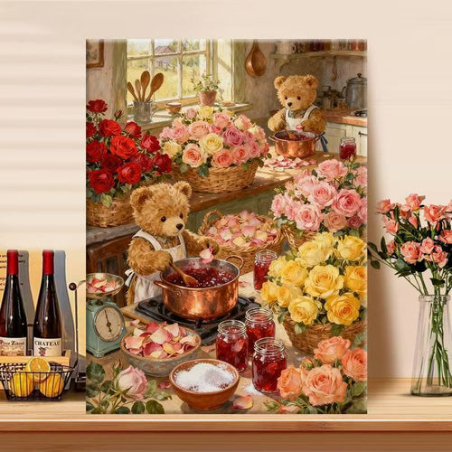 Charming Bear-Themed Kitchen Art Print Bowlift
