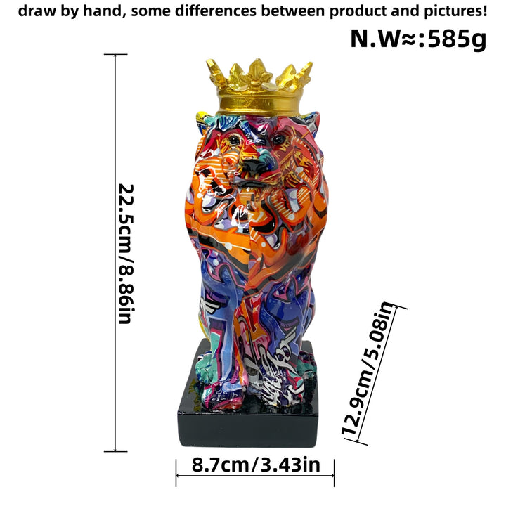 Colorful Lion Sculpture with Crown Bowlift