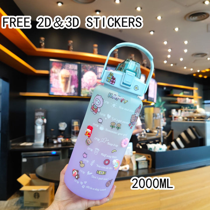 Women's Motivating Water Bottle with Interactive Sticker Set Bowlift