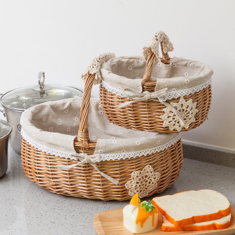 Women's storage basket set with decorative inner lining and practical carrying handles Bowlift